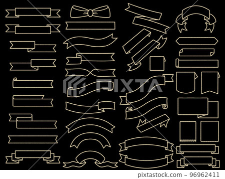 Hand drawn style gold ribbon frame set 96962411