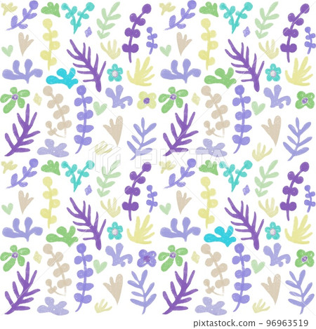 花卉無縫圖案、海藻重複圖案、紋理背景插圖、海藻紡織品 96963519