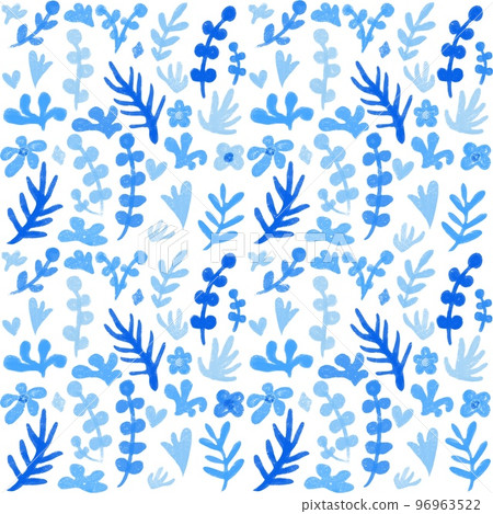 花卉無縫圖案、海藻重複圖案、紋理背景插圖、海藻紡織品 96963522