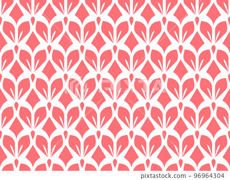 Flower geometric pattern. Seamless vector background. White and pink ornament Flower geometric pattern. Seamless vector background. White and pink ornament 96964304