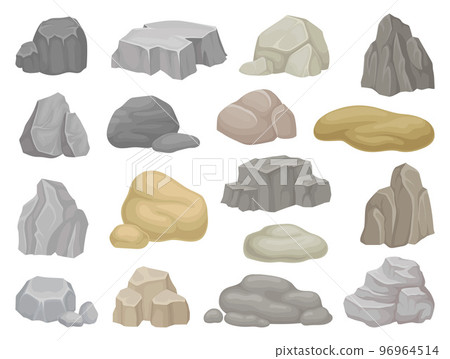 Large Stone and Grey Boulder with Rough Edges Big Vector Set Large Stone and Grey Boulder with Rough Edges Big Vector Set 96964514
