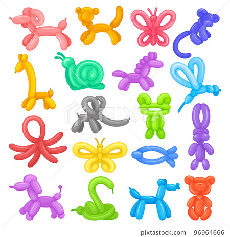 Balloon Twisting Art with Animal Figures Big Vector Set 96964666
