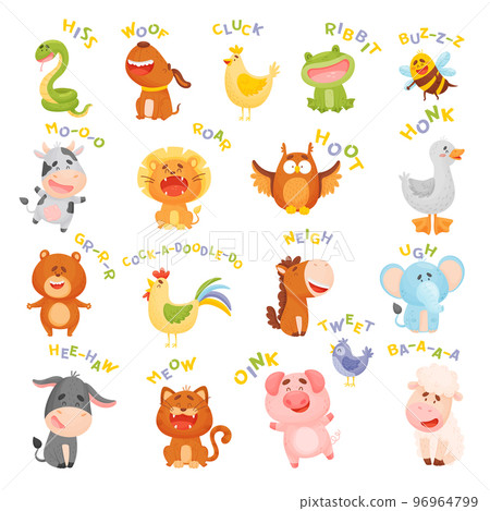 Cute Animal Making Sounds Uttering Sounds Big Vector Set Cute Animal Making Sounds Uttering Sounds Big Vector Set 96964799