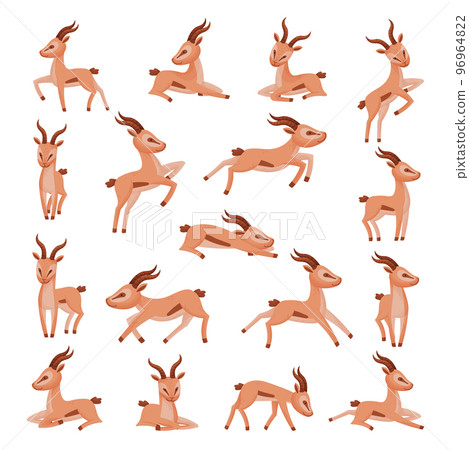 African Wild Gazelle with Long Horns and Hoofs Big Vector Set African Wild Gazelle with Long Horns and Hoofs Big Vector Set 96964822