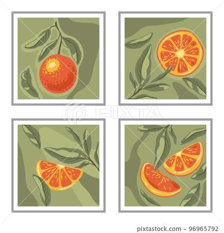 Set of modern posters with oranges fruits 96965792