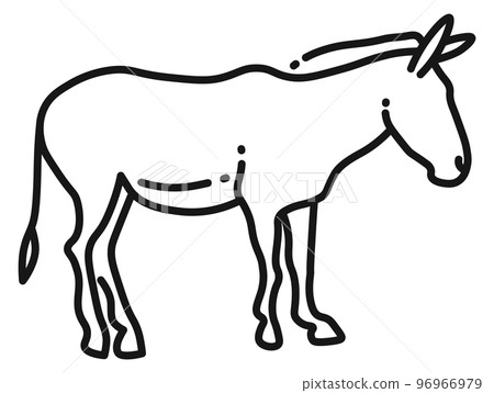Donkey line icon. Cute farm animal silhouette Donkey line icon. Cute farm animal silhouette 96966979