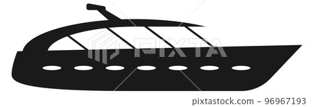 Motorboat black icon. Luxury yacht ship symbol Motorboat black icon. Luxury yacht ship symbol 96967193
