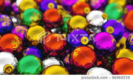 Colorful christmas balls decoration background 96968559