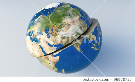 The world splits in two - Political Conceptual Image - 3D Rendering 96968733