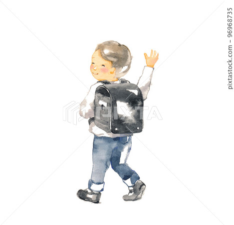 Elementary school boy carrying a school bag 96968735