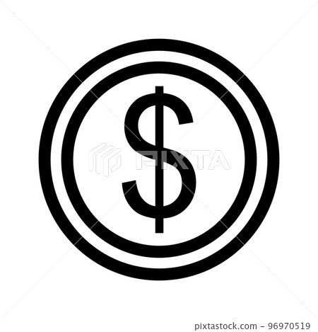 簡單的美元硬幣圖標。外幣。向量。 簡單的美元硬幣圖標。外幣。向量。 96970519