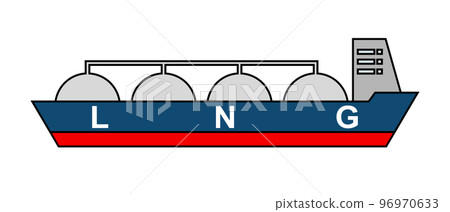 LNG 油輪圖標。液化天然氣運輸船。液化天然氣運輸船。向量。 96970633