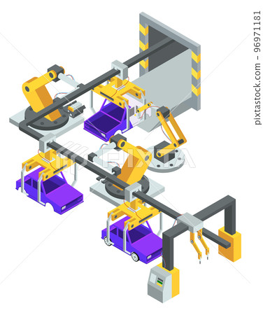 Car production line. Automatic factory isometric manufacture 96971181