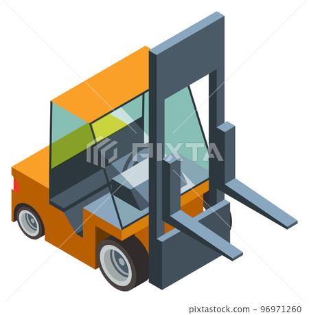 Forklift isometric icon. Cargo loader. Warehouse service Forklift isometric icon. Cargo loader. Warehouse service 96971260