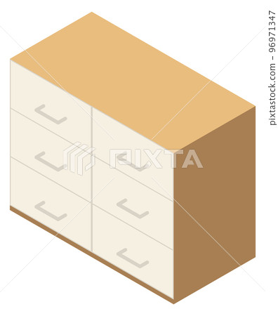 Dresser isometric icon. Wooden drawer home furniture 96971347
