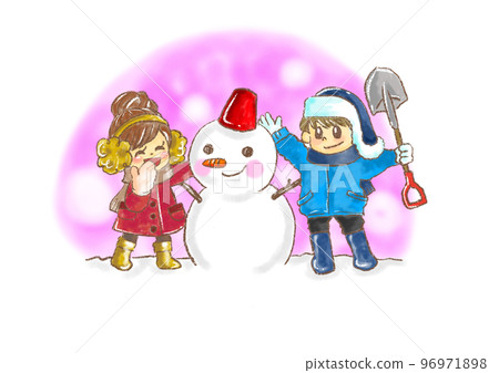 孩子們堆雪人 96971898