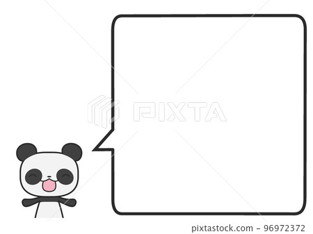 A laughing upper body panda and a simple square speech bubble 96972372