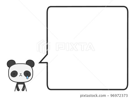 A panda with a sad upper body and a simple square speech bubble A panda with a sad upper body and a simple square speech bubble 96972373