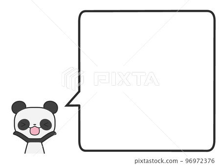 A happy upper body panda and a simple square speech bubble A happy upper body panda and a simple square speech bubble 96972376