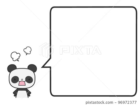 An angry upper body panda and a simple square speech bubble 96972377