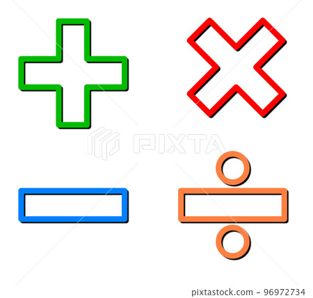 Illustration of symbols used in arithmetic and mathematical calculations 96972734