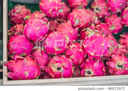 Dragon fruit in the market in thailand Dragon fruit in the market in thailand 96972971