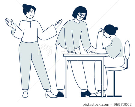 Colleagues talking. Women discussing work problem icon 96973002