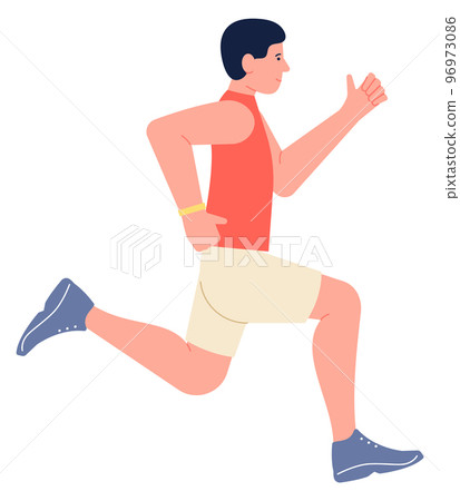 Running young athlete character. Active sportsman training Running young athlete character. Active sportsman training 96973086