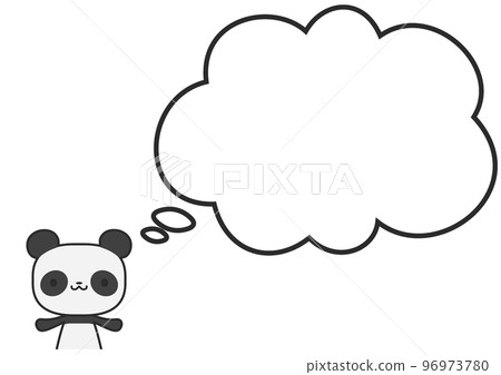 熊貓的上半身和一個簡單的毛茸茸的氣球 96973780