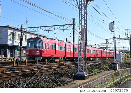 名鐵名古屋本線茶館檢查區和火車 名鐵名古屋本線茶館檢查區和火車 96973979