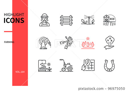 Ecological farming - modern line design style icons set 96975050