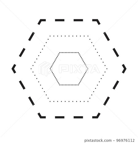 Tracing hexagon shape symbol, dashed and dotted broken line element for preschool, kindergarten and Montessori kids prewriting, drawing and cutting practice activities in vector illustration Tracing hexagon shape symbol, dashed and dotted broken line element for preschool, kindergarten and Montessori kids prewriting, drawing and cutting practice activities in vector illustration 96976112