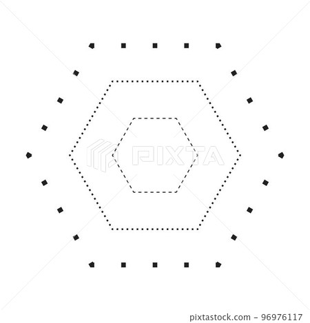 Tracing hexagon shape symbol, dashed and dotted broken line element for preschool, kindergarten and Montessori kids prewriting, drawing and cutting practice activities in vector illustration Tracing hexagon shape symbol, dashed and dotted broken line element for preschool, kindergarten and Montessori kids prewriting, drawing and cutting practice activities in vector illustration 96976117