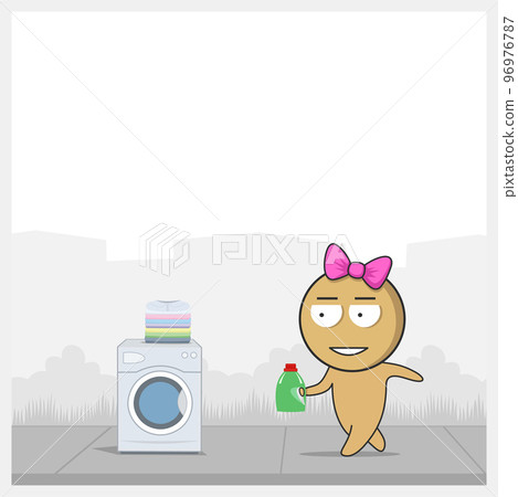 Wash clothes in the washing machine  96976787