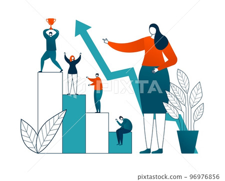 Development growth thin lines vector illustration. Career concept for human resources management, helping employees to grow. Development growth thin lines vector illustration. Career concept for human resources management, helping employees to grow. 96976856