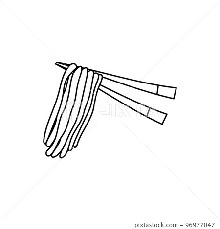 Doodle Chopsticks. Hand drawing Noodle on stick. Noodles are hanging on chopsticks. Chinese fast food. Vector illustration Doodle Chopsticks. Hand drawing Noodle on stick. Noodles are hanging on chopsticks. Chinese fast food. Vector illustration 96977047