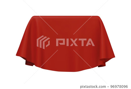 Red fabric covering a cube or rectangular shape Red fabric covering a cube or rectangular shape 96978096