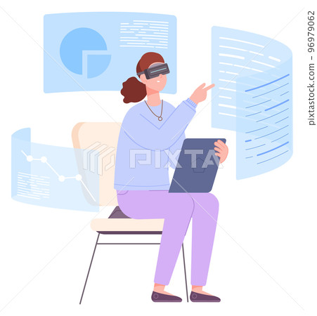 Virtual workplace. Digital reality. Business work simulation 96979062