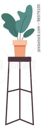 Green houseplant on stand. House decoration icon Green houseplant on stand. House decoration icon 96979100