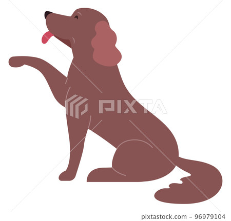 Cute dog with raised paw. Playful friendly puppy Cute dog with raised paw. Playful friendly puppy 96979104