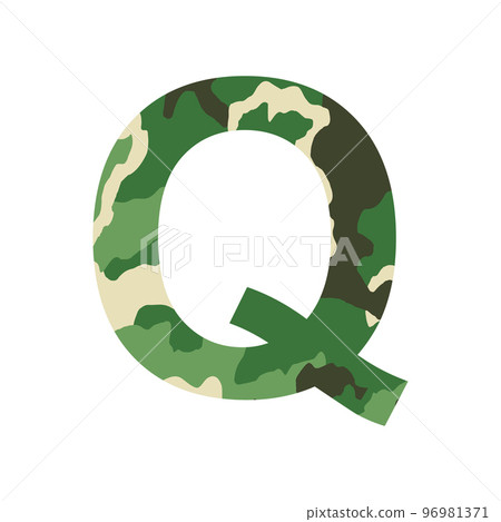 English alphabet letter Q, khaki style isolated on white background - Vector 96981371