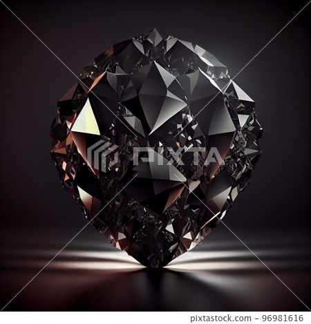 Shiny Black diamond gem isolated on black background. Natural precious mineral stone artistic illustration. Decorative Black diamond crystal gemstone realistic square poster. Shiny Black diamond gem isolated on black background. Natural precious mineral stone artistic illustration. Decorative Black diamond crystal gemstone realistic square poster. 96981616