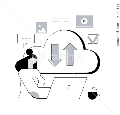 Cloud based engine abstract concept vector illustration. Infrastructure as a service, virtual machine application, provider, cloud based engine on-demand, software computer abstract metaphor. 96982134