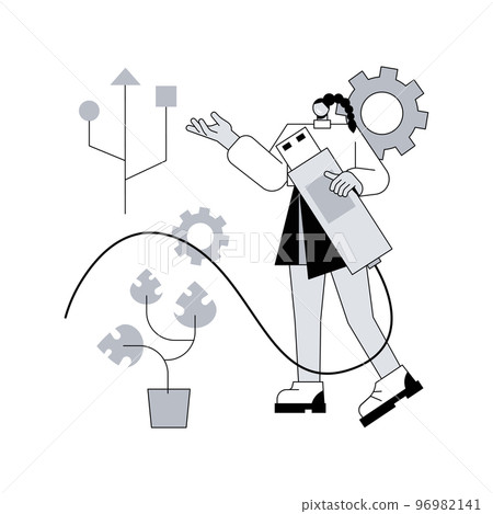 USB connection abstract concept vector illustration. Device connection cable, standard USB port, digital communication, data transfer, send files to computer, hard drive abstract metaphor. USB connection abstract concept vector illustration. Device connection cable, standard USB port, digital communication, data transfer, send files to computer, hard drive abstract metaphor. 96982141