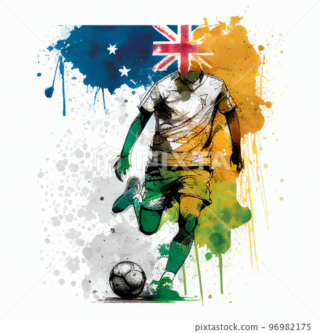 Australian soccer poster. Abstract Australia football background. Australian national football player. Australia soccer team Australian soccer poster. Abstract Australia football background. Australian national football player. Australia soccer team 96982175