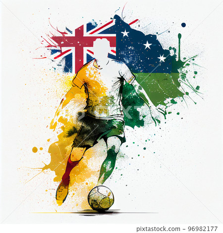 Australian soccer poster. Abstract Australia football background. Australian national football player. Australia soccer team 96982177