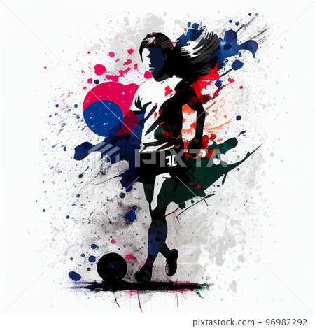 South Korea soccer poster. Abstract South Korean woman football background. South Korea national football player. South Korean soccer team South Korea soccer poster. Abstract South Korean woman football background. South Korea national football player. South Korean soccer team 96982292