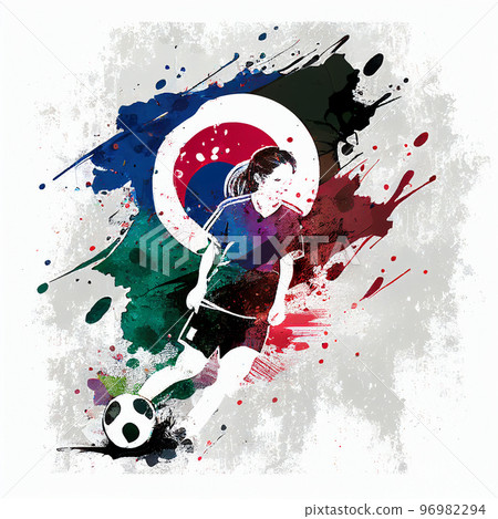 South Korea soccer poster. Abstract South Korean woman football background. South Korea national football player. South Korean soccer team South Korea soccer poster. Abstract South Korean woman football background. South Korea national football player. South Korean soccer team 96982294