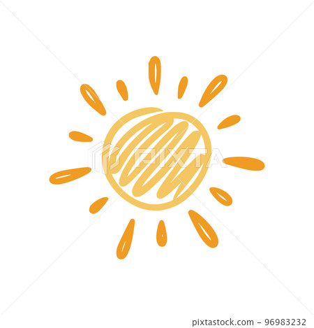 Doodle sun sketch illustration. Hand drawn cute orange sunshine. Scribble doodle children drawn style. Vector Doodle sun sketch illustration. Hand drawn cute orange sunshine. Scribble doodle children drawn style. Vector 96983232