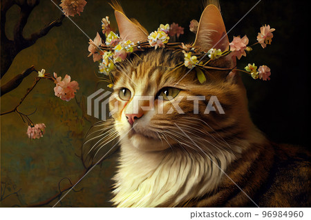 Illustration of lady cat 96984960
